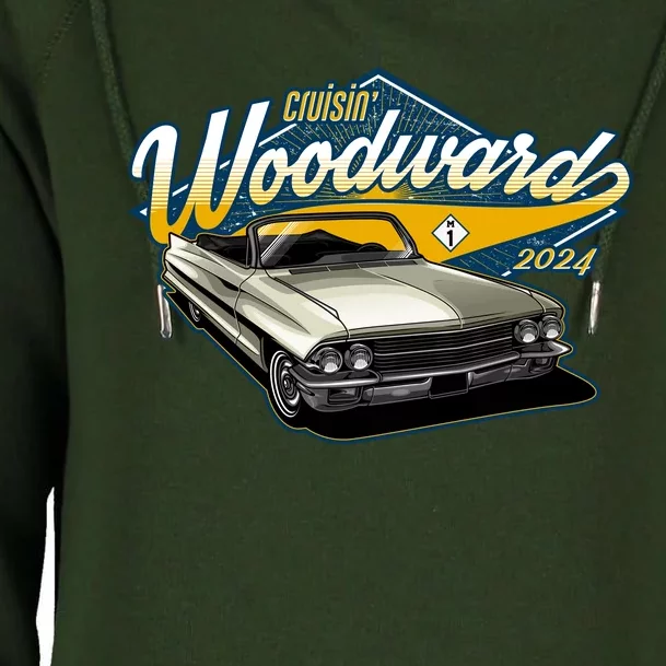 Cruisin Woodward 1962 Cadillac Coupe 2024 Womens Funnel Neck Pullover Hood