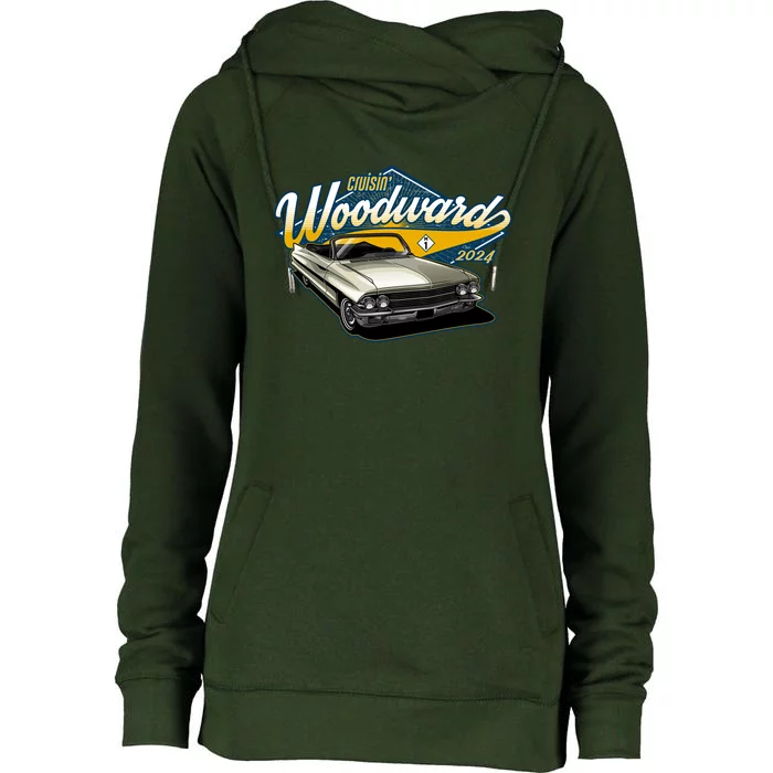 Cruisin Woodward 1962 Cadillac Coupe 2024 Womens Funnel Neck Pullover Hood