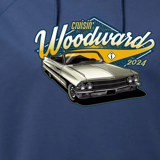 Cruisin Woodward 1962 Cadillac Coupe 2024 Performance Fleece Hoodie