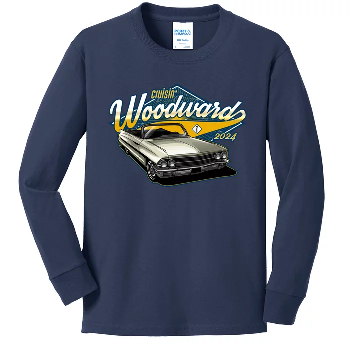 Cruisin Woodward 1962 Cadillac Coupe 2024 Kids Long Sleeve Shirt