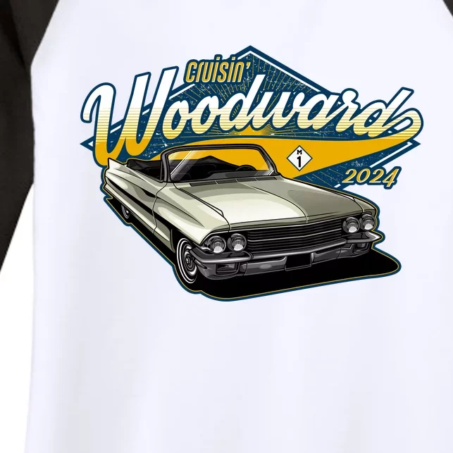 Cruisin Woodward 1962 Cadillac Coupe 2024 Women's Tri-Blend 3/4-Sleeve Raglan Shirt