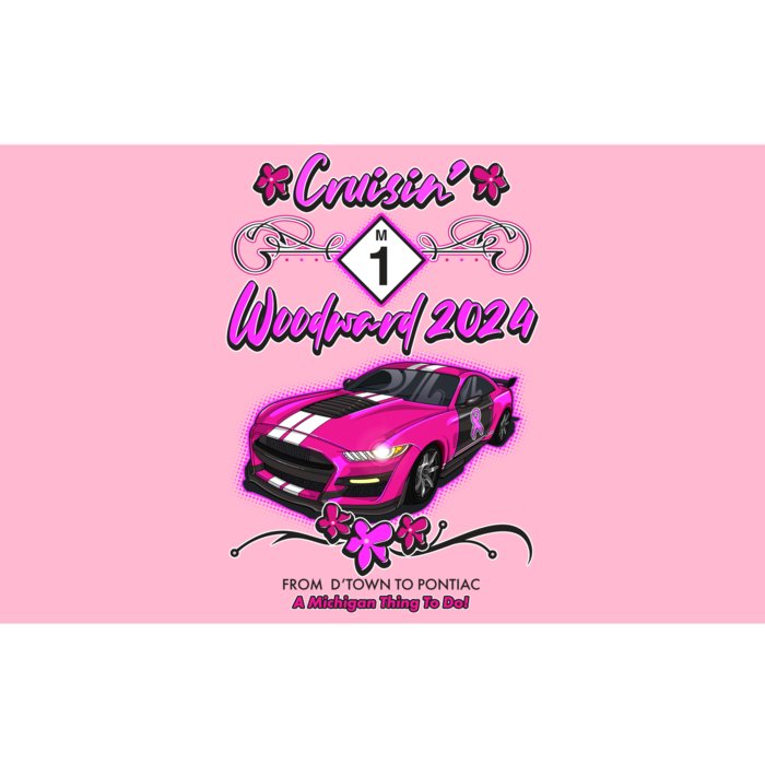 Cruisin Woodward 2024 From Dtown To Pontiac Pink Ribbon Breast Cancer Awareness Bumper Sticker