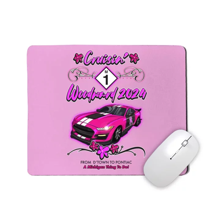 Cruisin Woodward 2024 From Dtown To Pontiac Pink Ribbon Breast Cancer Awareness Mousepad