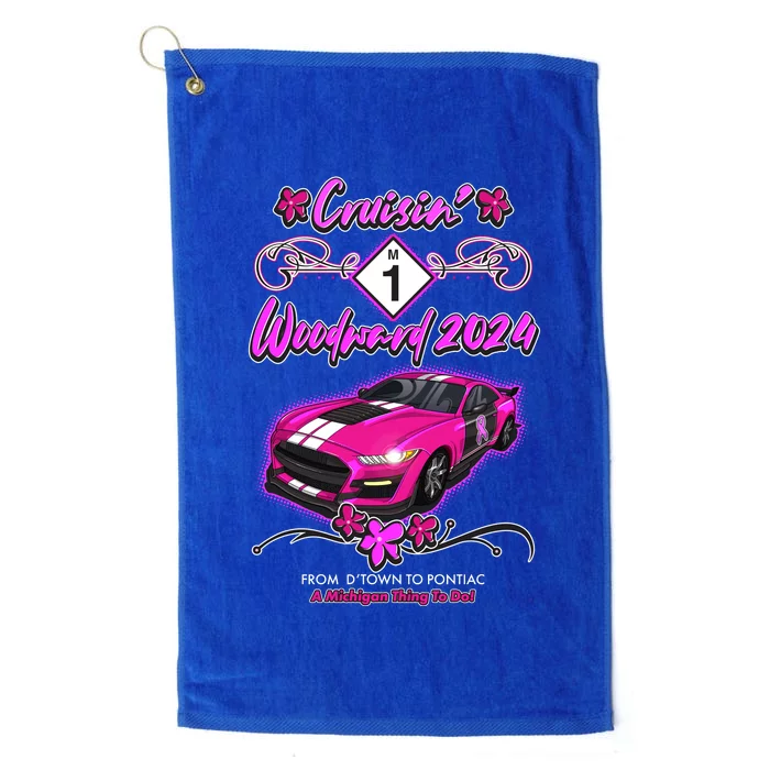 Cruisin Woodward 2024 From Dtown To Pontiac Pink Ribbon Breast Cancer Awareness Platinum Collection Golf Towel