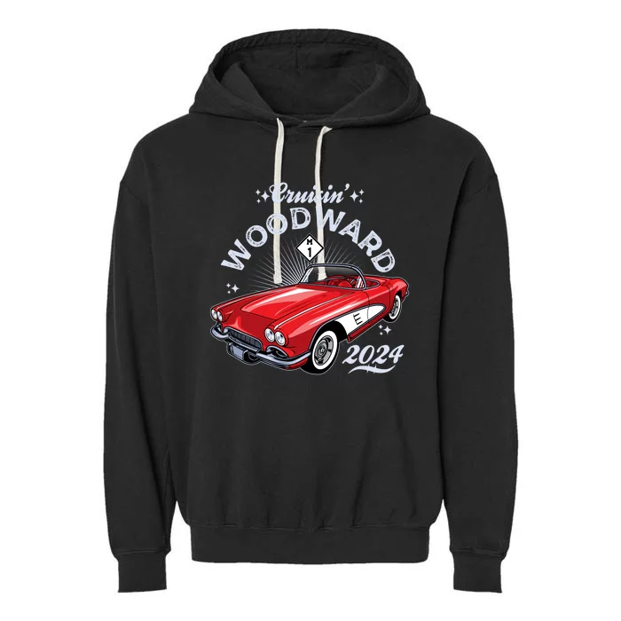 Cruisin Woodward 2024 1961 Chevrolet Corvette Garment-Dyed Fleece Hoodie