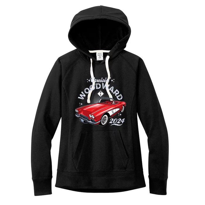 Cruisin Woodward 2024 1961 Chevrolet Corvette Women's Fleece Hoodie