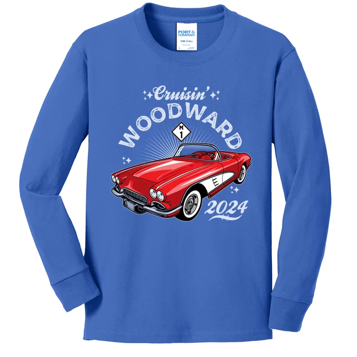 Cruisin Woodward 2024 1961 Chevrolet Corvette Kids Long Sleeve Shirt