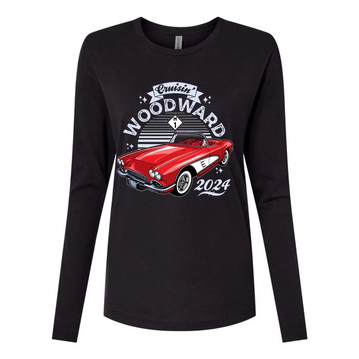 Cruisin Woodward 2024 1961 Chevrolet Corvette Womens Cotton Relaxed Long Sleeve T-Shirt