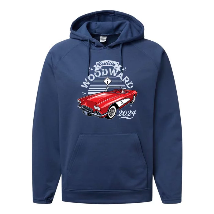 Cruisin Woodward 2024 1961 Chevrolet Corvette Performance Fleece Hoodie