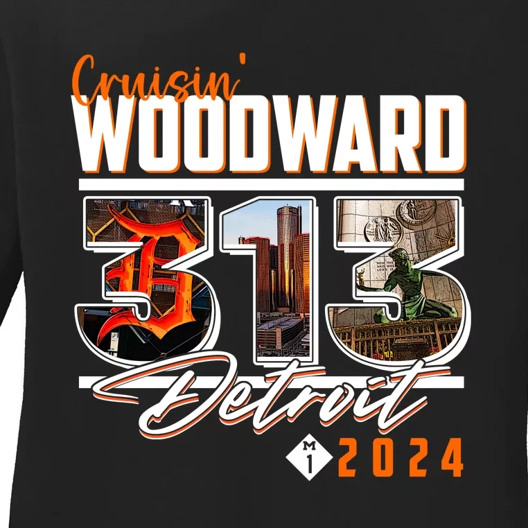 Cruisin Woodward 313 Detroit Michigan 2024 M1 Ladies Long Sleeve Shirt