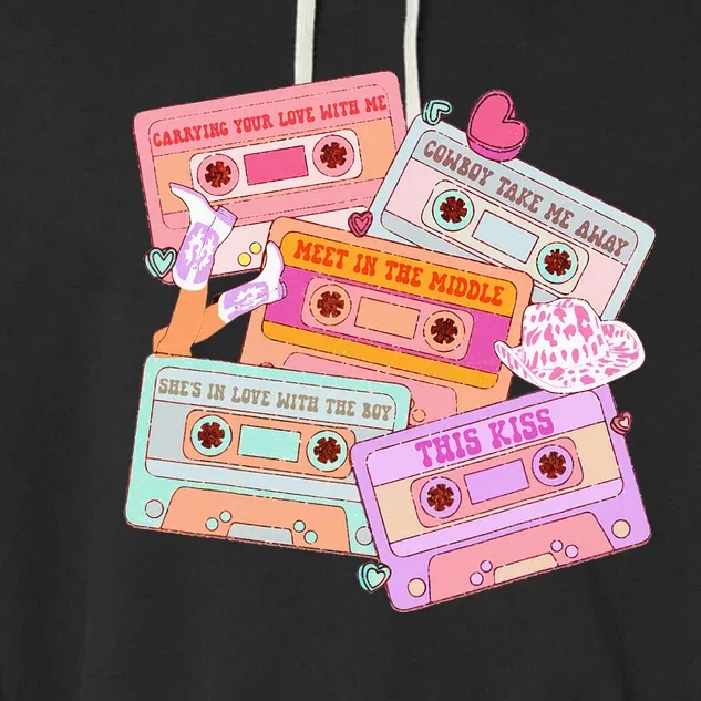 Cassettes Western 90s Country Music Valentine Garment-Dyed Fleece Hoodie