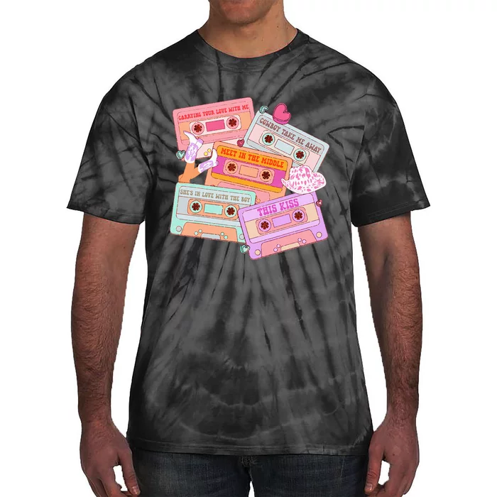 Cassettes Western 90s Country Music Valentine Tie-Dye T-Shirt