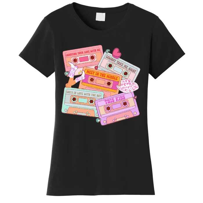 Cassettes Western 90s Country Music Valentine Women's T-Shirt