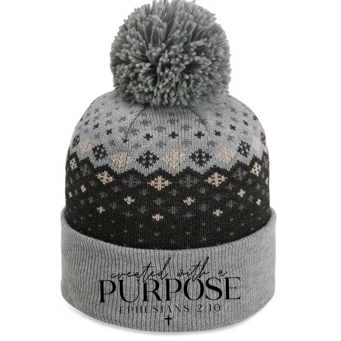 Created With A Purpose Bible Verse Christian Religious Faith Gift The Baniff Cuffed Pom Beanie