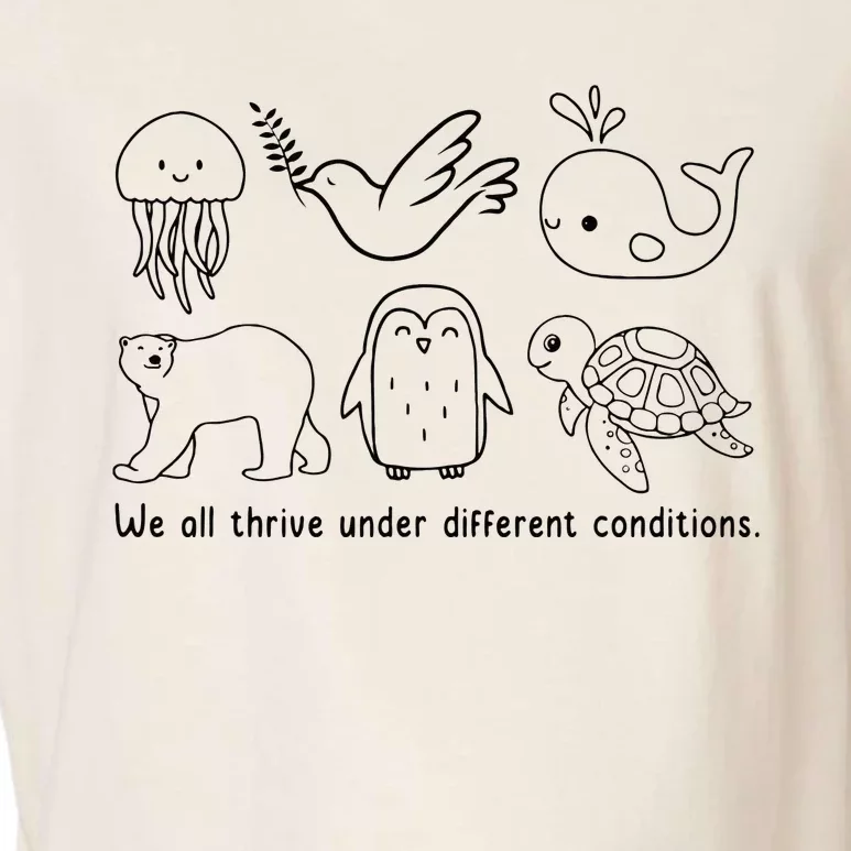 Cute We All Thrive Under Different Conditions Neurodiversity Garment-Dyed Women's Muscle Tee