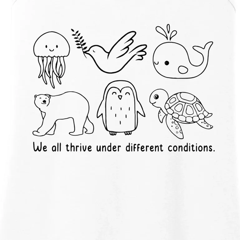 Cute We All Thrive Under Different Conditions Neurodiversity Ladies Essential Tank