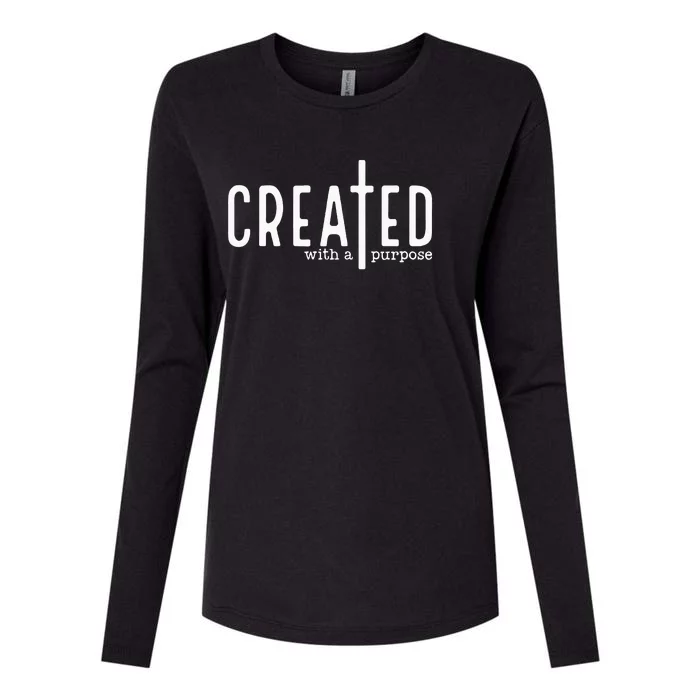 Created With A Purpose Womens Cotton Relaxed Long Sleeve T-Shirt