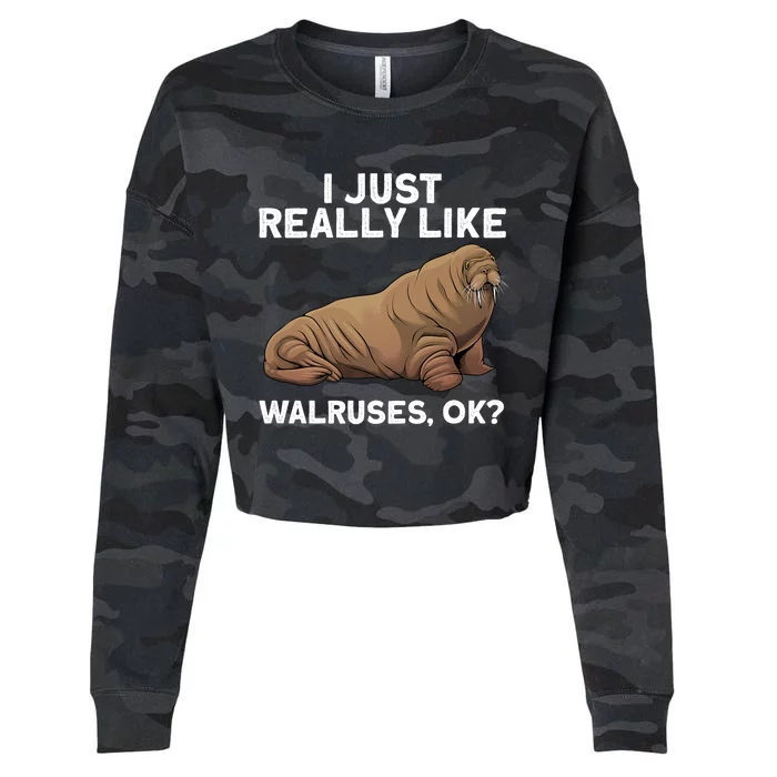 Cool Walrus Art For Pinniped Animal Walrus Lover Cropped Pullover Crew