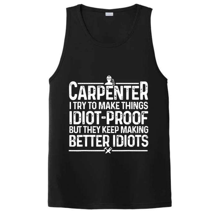 Carpenter Woodworking Art For Men Women Carpentry Woodworker Performance Tank