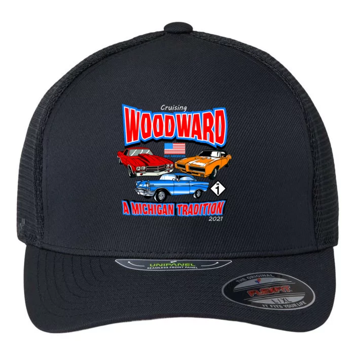 Cruising Woodward Ave M1 A Michigan Tradition Flexfit Unipanel Trucker Cap