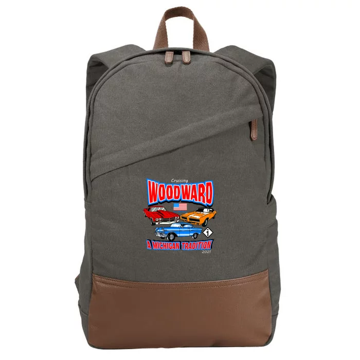 Cruising Woodward Ave M1 A Michigan Tradition Cotton Canvas Backpack