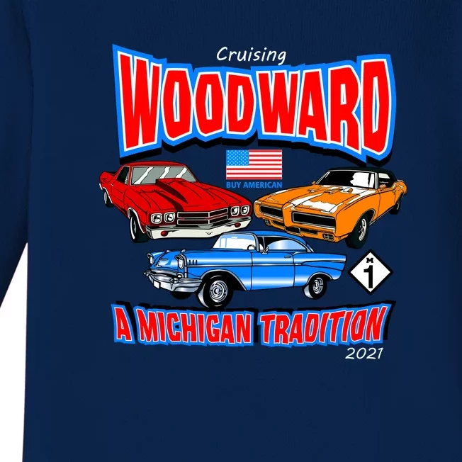 Cruising Woodward Ave M1 A Michigan Tradition Baby Long Sleeve Bodysuit