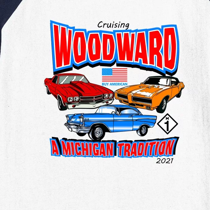 Cruising Woodward Ave M1 A Michigan Tradition Baseball Sleeve Shirt