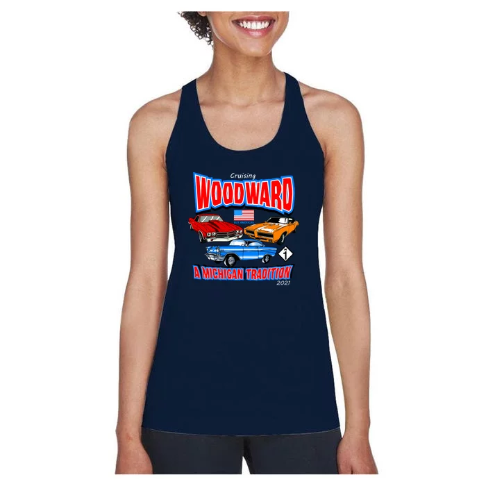 Cruising Woodward Ave M1 A Michigan Tradition Women's Racerback Tank