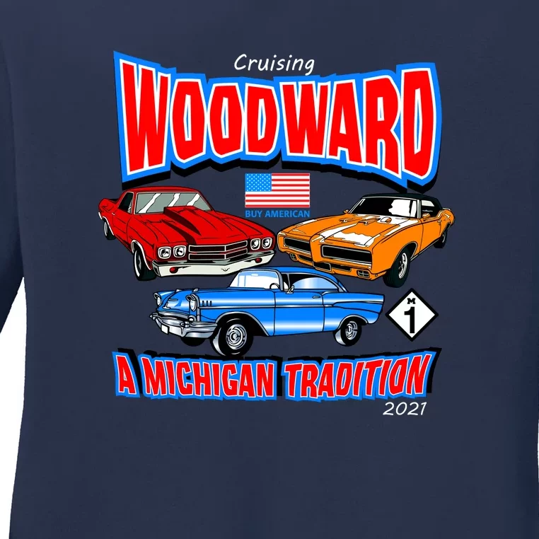 Cruising Woodward Ave M1 A Michigan Tradition Ladies Long Sleeve Shirt