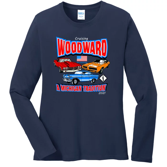 Cruising Woodward Ave M1 A Michigan Tradition Ladies Long Sleeve Shirt