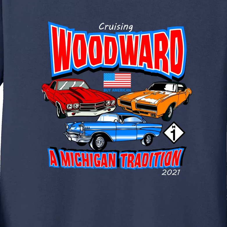 Cruising Woodward Ave M1 A Michigan Tradition Kids Long Sleeve Shirt