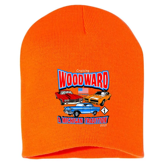 Cruising Woodward Ave M1 A Michigan Tradition Short Acrylic Beanie