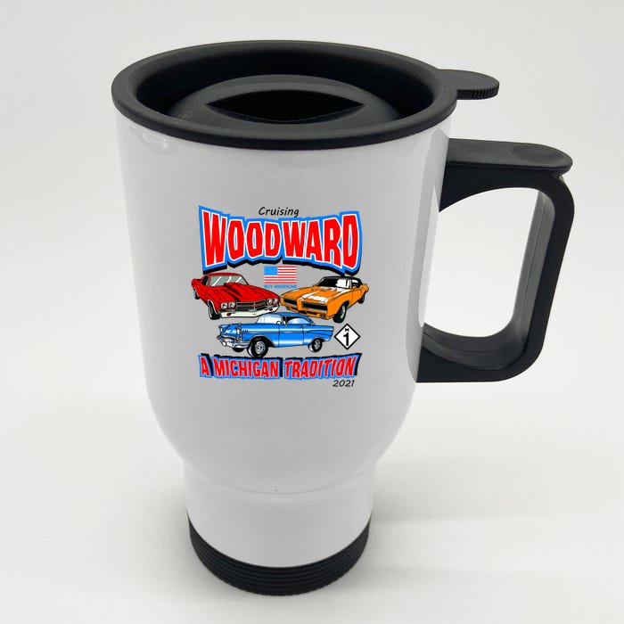 Cruising Woodward Ave M1 A Michigan Tradition Front & Back Stainless Steel Travel Mug