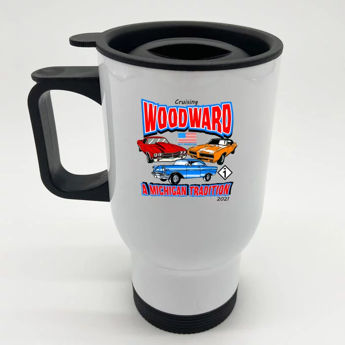 Cruising Woodward Ave M1 A Michigan Tradition Front & Back Stainless Steel Travel Mug