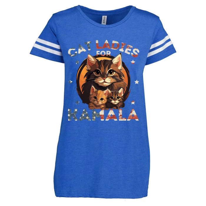 Cats With American Flag Cat Ladies For Kamala Vintage Cute Gift Enza Ladies Jersey Football T-Shirt