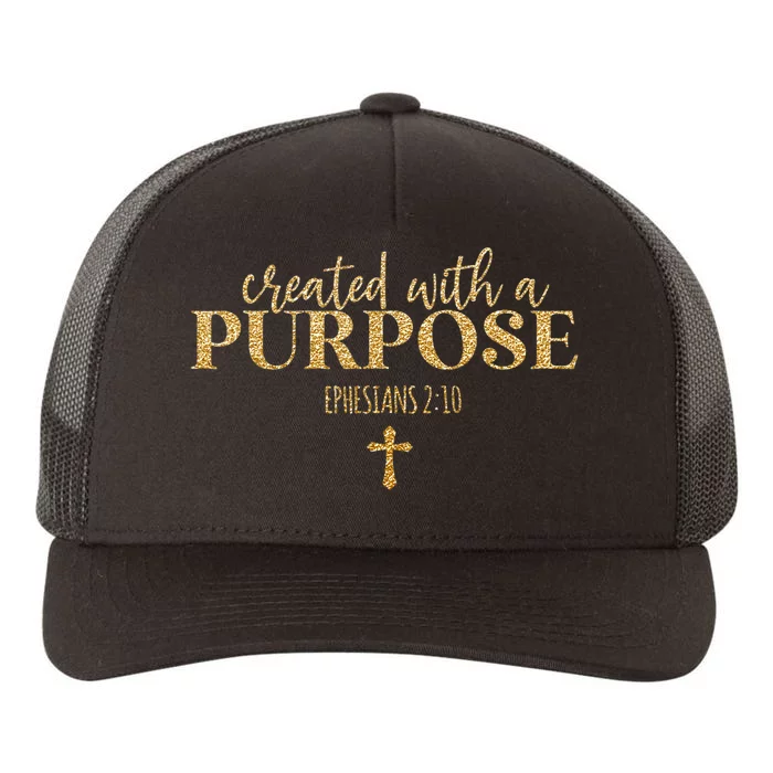 Created With A Purpose, Christian, Bible Verse, Jesus Yupoong Adult 5-Panel Trucker Hat