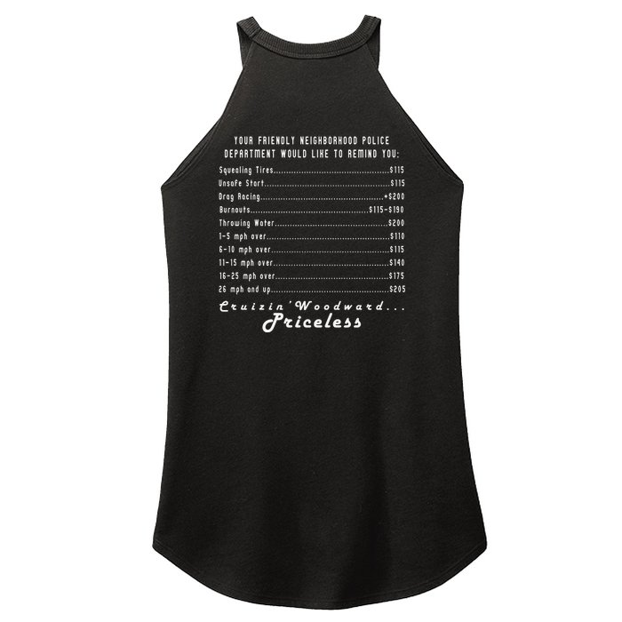 Cruizin' Woodward Ave M1 Priceless Funny Police Front & Back Front & Back Women’s Perfect Tri Rocker Tank