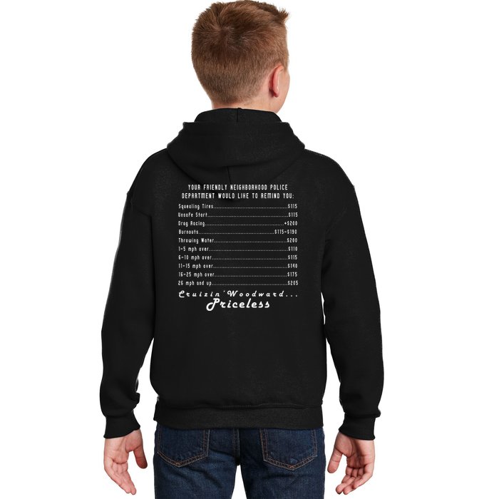 Cruizin' Woodward Ave M1 Priceless Funny Police Front & Back Front & Back Kids Hoodie