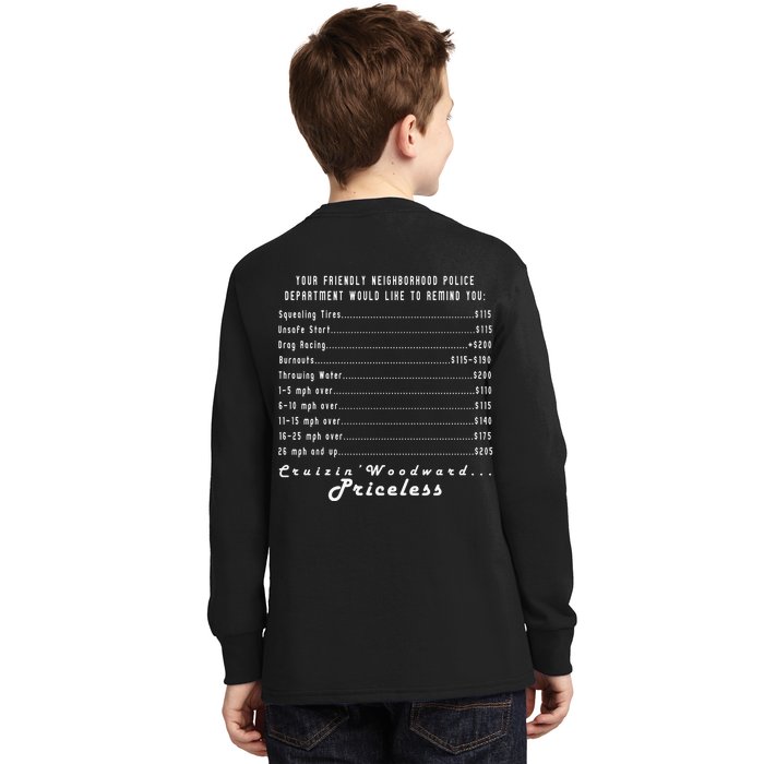 Cruizin' Woodward Ave M1 Priceless Funny Police Front & Back Front & Back Kids Long Sleeve Shirt