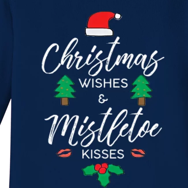 Christmas Wishes And Mistletoe Baby Long Sleeve Bodysuit