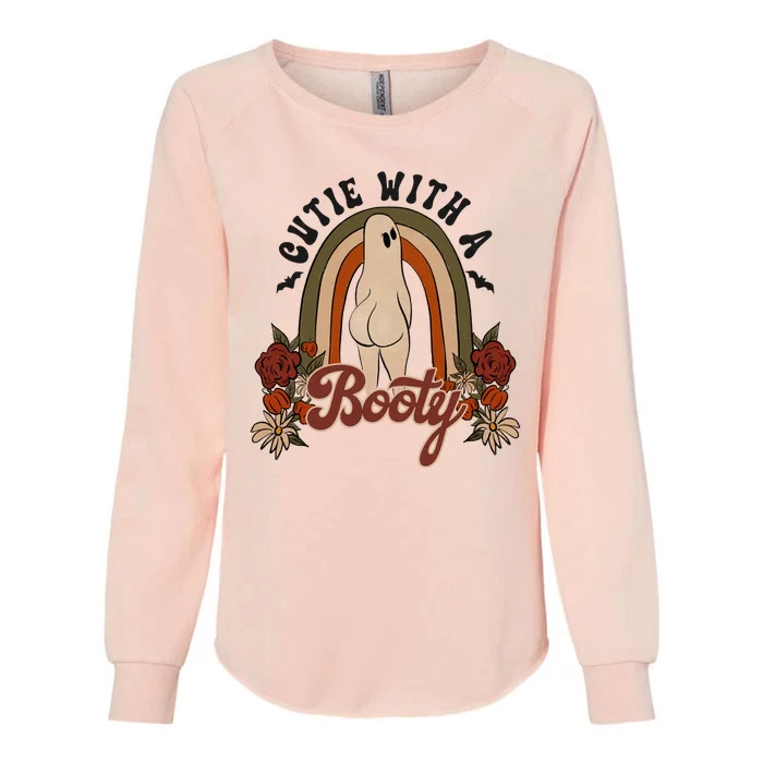 Cutie With A Booty Funny Halloween Ghost Womens California Wash Sweatshirt