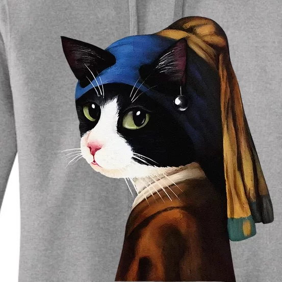 Cat With A Pearl Earring Women's Pullover Hoodie