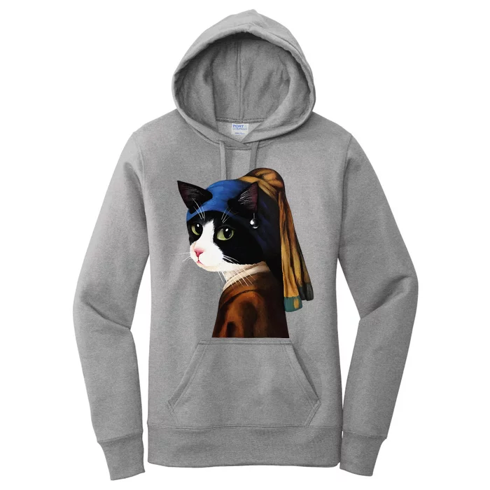 Cat With A Pearl Earring Women's Pullover Hoodie