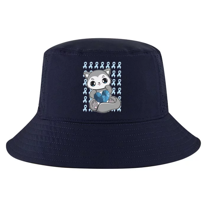 Cute Wolf And Blue Ribbon For Diabetes Awareness Gift Cool Comfort Performance Bucket Hat