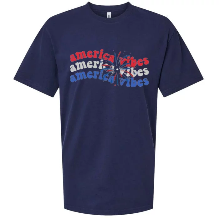 Cool Wavy America Vibes Fireworks Sueded Cloud Jersey T-Shirt