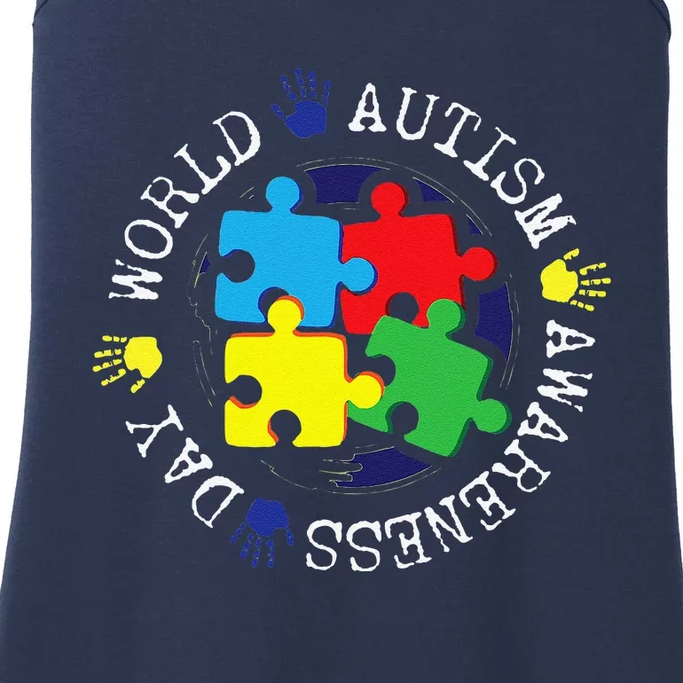 Cute World Autism Awareness Day Puzzle Piece Teacher Gift Ladies Essential Tank