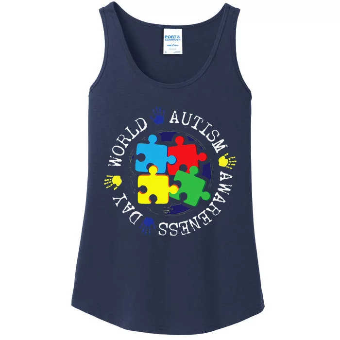 Cute World Autism Awareness Day Puzzle Piece Teacher Gift Ladies Essential Tank