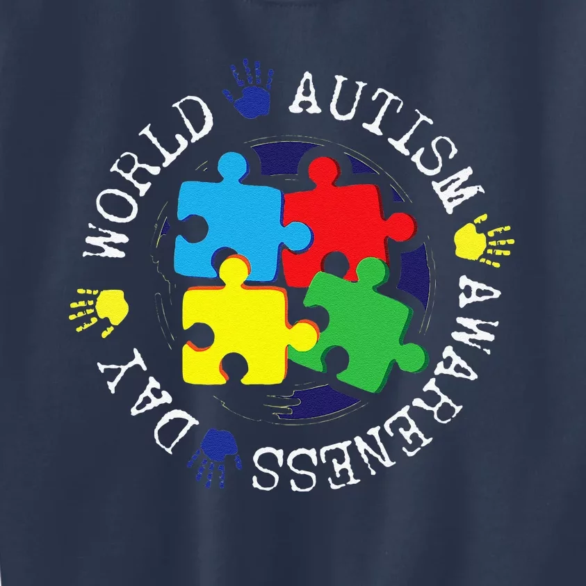 Cute World Autism Awareness Day Puzzle Piece Teacher Gift Kids Sweatshirt