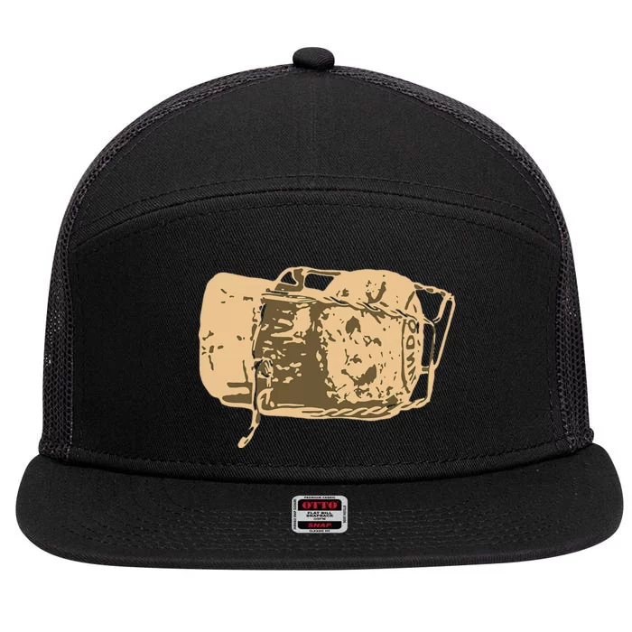 Cork Wine And Champagne Lovers Gift 7 Panel Mesh Trucker Snapback Hat