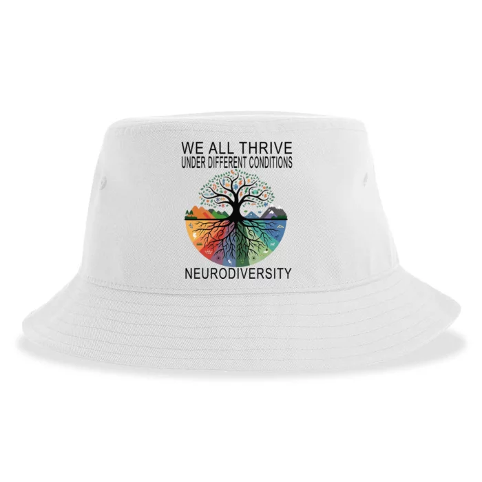 Cute We All Thrive Under Different Conditions Neurodiversity Sustainable Bucket Hat